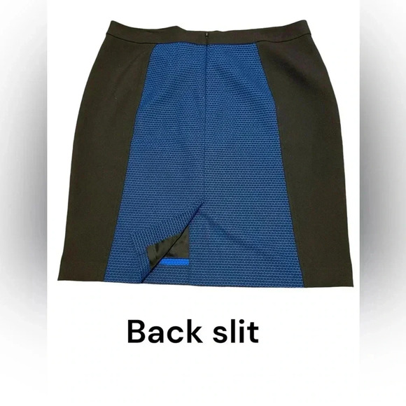 Halogen Polkadot Pencil Skirt Women Blue Black Color block size 16 - Picture 4 of 5